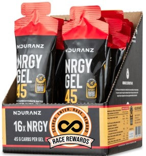 16 x Nrgy Gel 45 with Caffeine Box - Mango or Cherry Flavour (65mg caffeine)