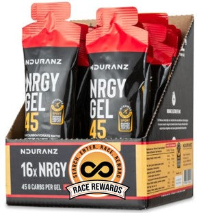 16 x Nrgy Gel 45 with Caffeine Box - Mango or Cherry Flavour (65mg caffeine)